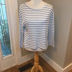 White & blue striped long sleeve shirt